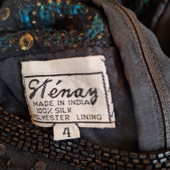 Vintage Stenay 100% Silk Sequin Beaded Knee-length Dress Womens Size 4 - Picture 2 of 7